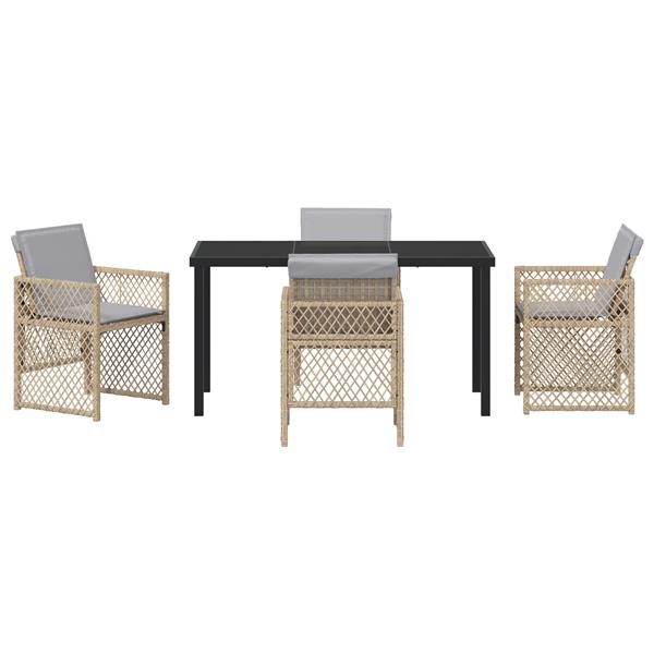 Grote foto vidaxl 5 delige tuinset met kussens poly rattan beige tuin en terras tuinmeubelen