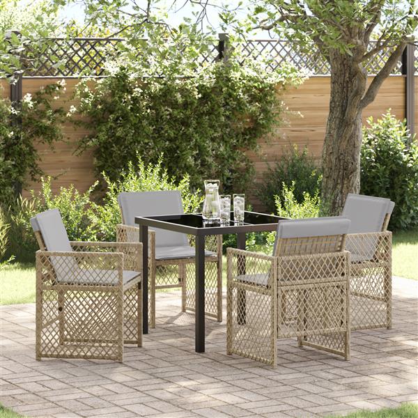 Grote foto vidaxl 5 delige tuinset met kussens poly rattan beige tuin en terras tuinmeubelen