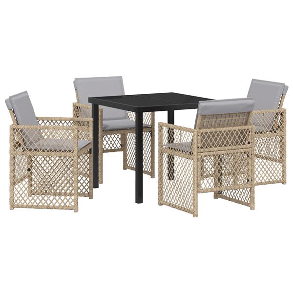 Grote foto vidaxl 5 delige tuinset met kussens poly rattan beige tuin en terras tuinmeubelen