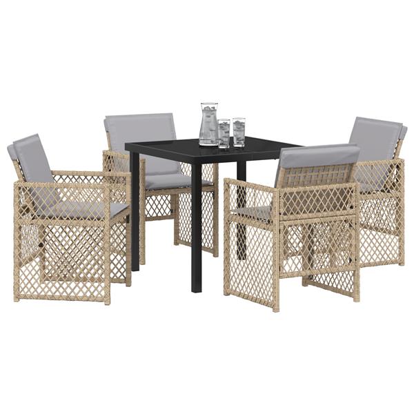 Grote foto vidaxl 5 delige tuinset met kussens poly rattan beige tuin en terras tuinmeubelen