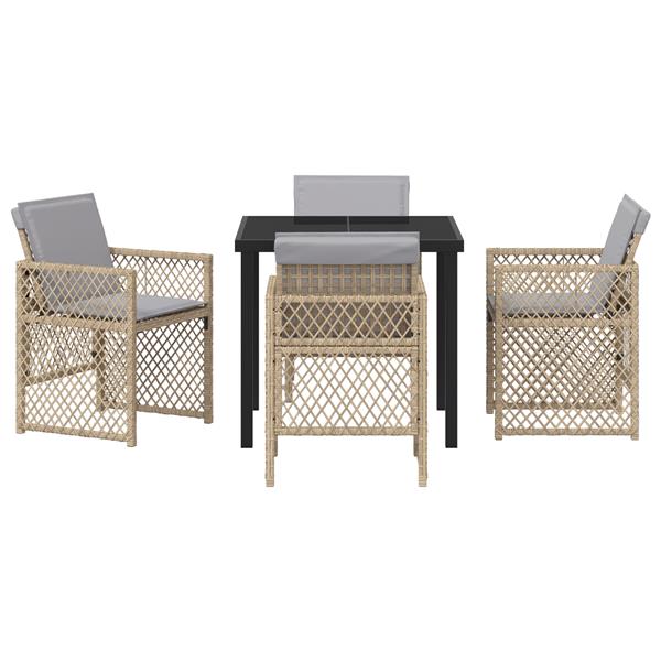 Grote foto vidaxl 5 delige tuinset met kussens poly rattan beige tuin en terras tuinmeubelen