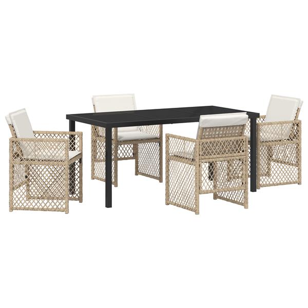 Grote foto vidaxl 5 delige tuinset met kussens poly rattan beige tuin en terras tuinmeubelen