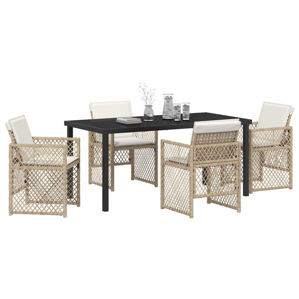 Grote foto vidaxl 5 delige tuinset met kussens poly rattan beige tuin en terras tuinmeubelen
