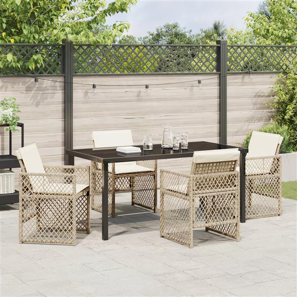 Grote foto vidaxl 5 delige tuinset met kussens poly rattan beige tuin en terras tuinmeubelen