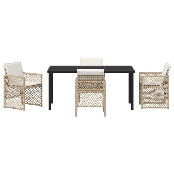 Grote foto vidaxl 5 delige tuinset met kussens poly rattan beige tuin en terras tuinmeubelen