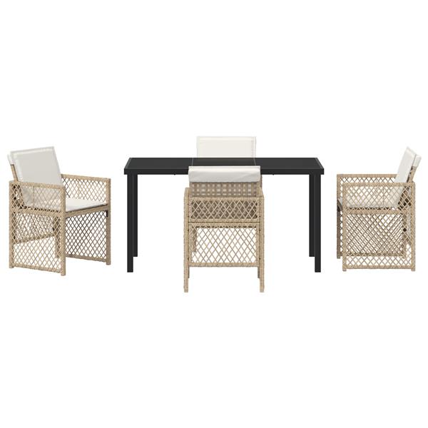 Grote foto vidaxl 5 persoons tuinset met kussens poly rattan beige tuin en terras tuinmeubelen