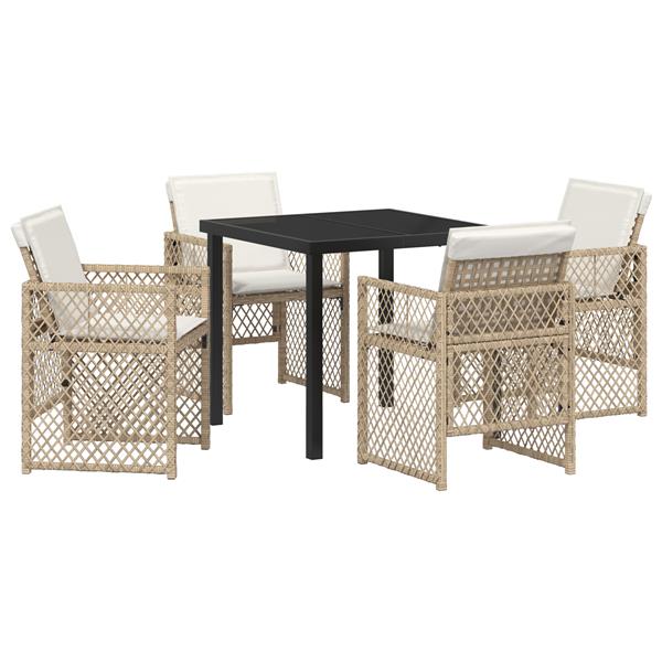Grote foto vidaxl 5 delige tuinset met kussens poly rattan beige tuin en terras tuinmeubelen