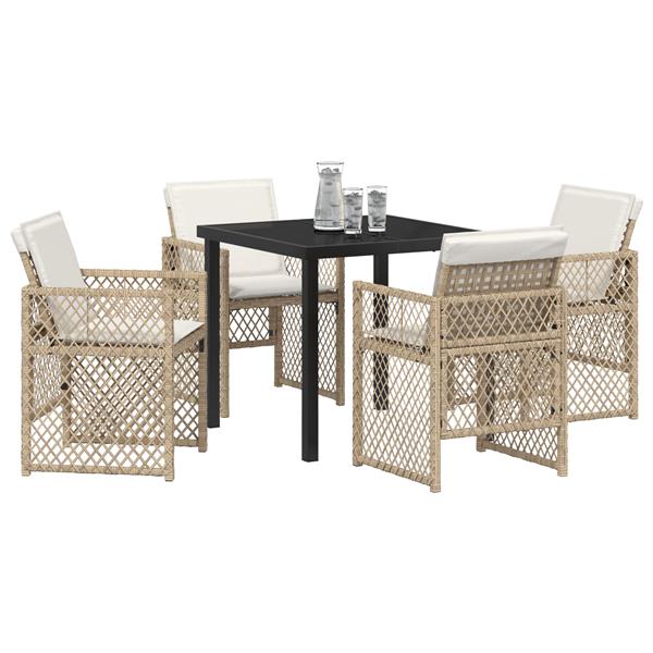 Grote foto vidaxl 5 delige tuinset met kussens poly rattan beige tuin en terras tuinmeubelen