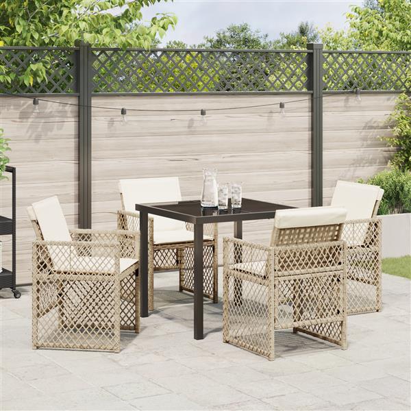 Grote foto vidaxl 5 delige tuinset met kussens poly rattan beige tuin en terras tuinmeubelen
