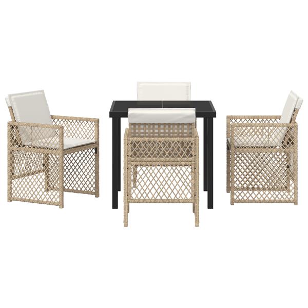 Grote foto vidaxl 5 delige tuinset met kussens poly rattan beige tuin en terras tuinmeubelen