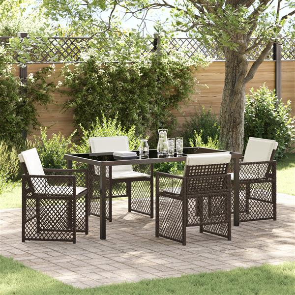 Grote foto vidaxl 5 delige tuinset met kussens poly rattan bruin tuin en terras tuinmeubelen