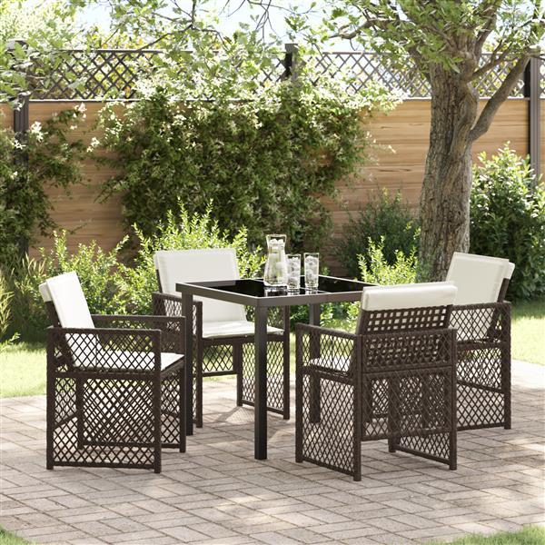 Grote foto vidaxl 5 delige tuinset met kussens poly rattan bruin tuin en terras tuinmeubelen