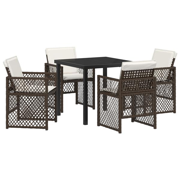 Grote foto vidaxl 5 delige tuinset met kussens poly rattan bruin tuin en terras tuinmeubelen