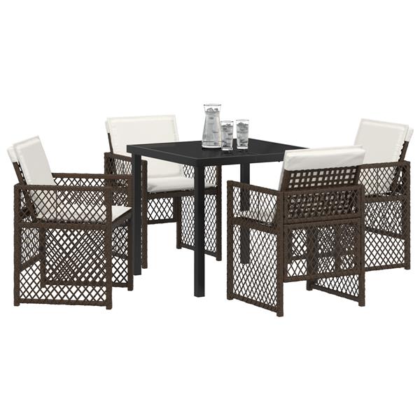 Grote foto vidaxl 5 delige tuinset met kussens poly rattan bruin tuin en terras tuinmeubelen