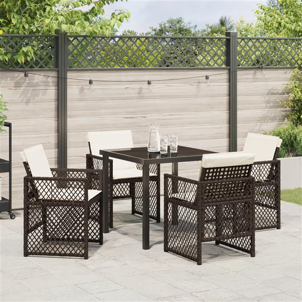 Grote foto vidaxl 5 delige tuinset met kussens poly rattan bruin tuin en terras tuinmeubelen