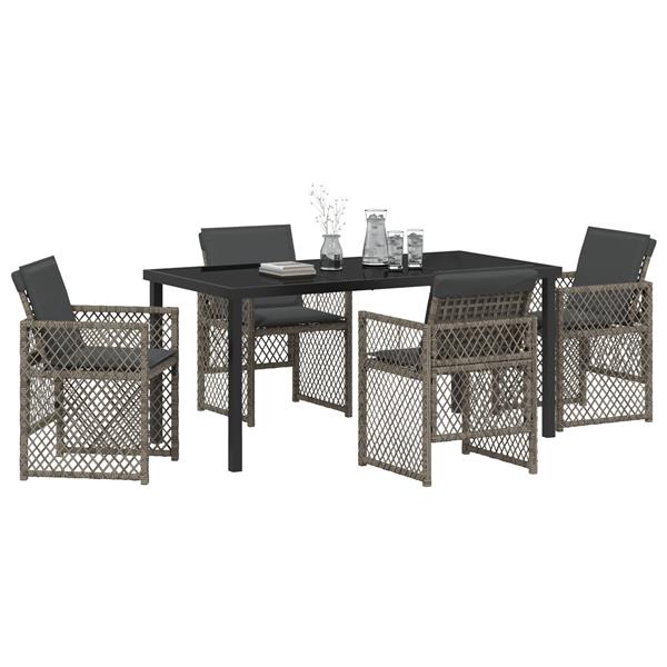 Grote foto vidaxl 5 delige tuinset met kussens poly rattan grijs tuin en terras tuinmeubelen