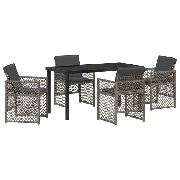 Grote foto vidaxl 5 delige tuinset met kussens poly rattan grijs tuin en terras tuinmeubelen