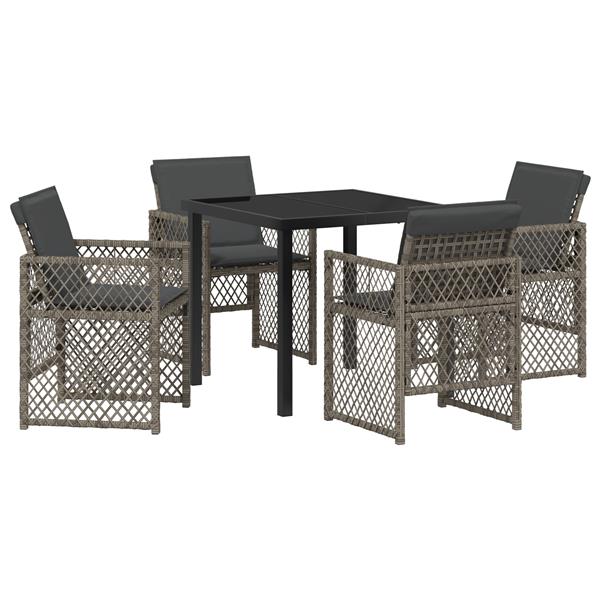 Grote foto vidaxl 5 delige tuinset met kussens poly rattan grijs tuin en terras tuinmeubelen