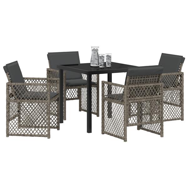 Grote foto vidaxl 5 delige tuinset met kussens poly rattan grijs tuin en terras tuinmeubelen