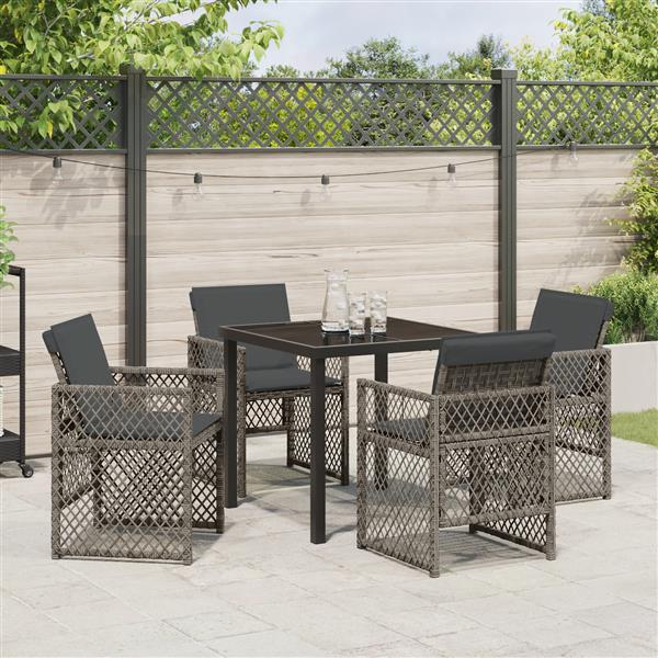 Grote foto vidaxl 5 delige tuinset met kussens poly rattan grijs tuin en terras tuinmeubelen
