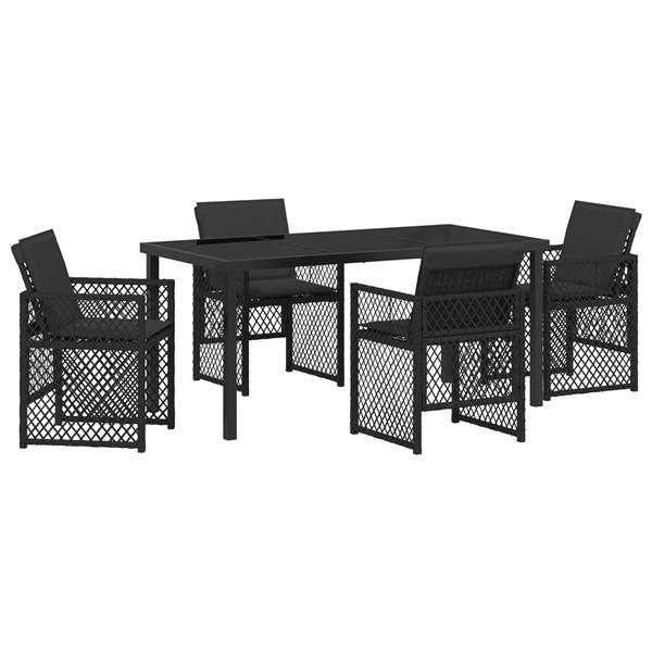 Grote foto vidaxl 5 delige tuinset met kussens poly rattan zwart tuin en terras tuinmeubelen