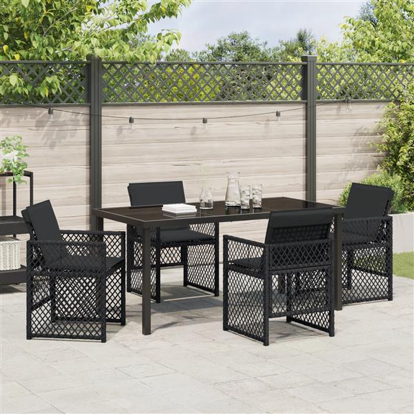 Grote foto vidaxl 5 delige tuinset met kussens poly rattan zwart tuin en terras tuinmeubelen