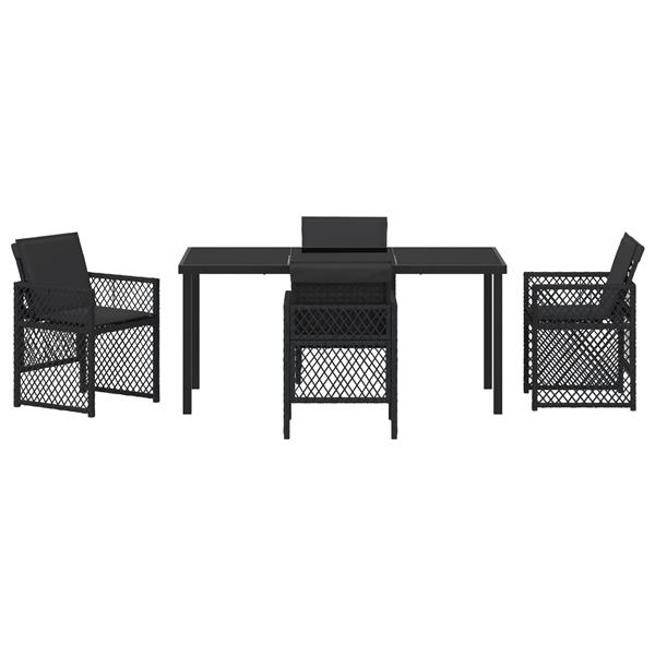 Grote foto vidaxl 5 delige tuinset met kussens poly rattan zwart tuin en terras tuinmeubelen