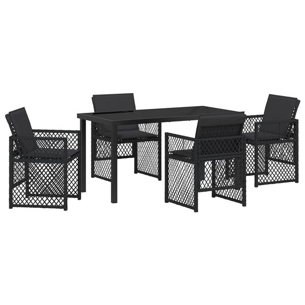 Grote foto vidaxl 5 delige tuinset met kussens poly rattan zwart tuin en terras tuinmeubelen