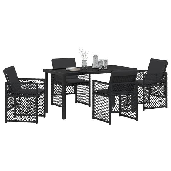 Grote foto vidaxl 5 delige tuinset met kussens poly rattan zwart tuin en terras tuinmeubelen