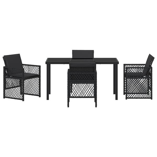 Grote foto vidaxl 5 delige tuinset met kussens poly rattan zwart tuin en terras tuinmeubelen