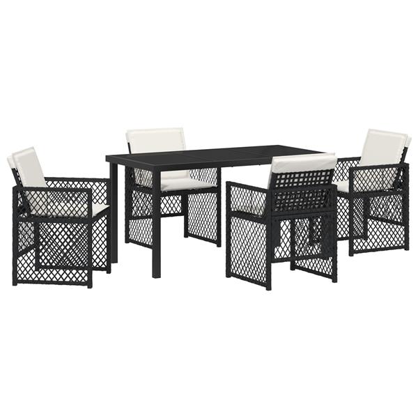 Grote foto vidaxl 5 delige tuinset met kussens poly rattan zwart tuin en terras tuinmeubelen