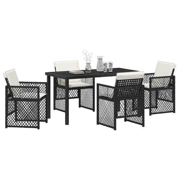 Grote foto vidaxl 5 delige tuinset met kussens poly rattan zwart tuin en terras tuinmeubelen