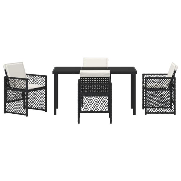 Grote foto vidaxl 5 delige tuinset met kussens poly rattan zwart tuin en terras tuinmeubelen