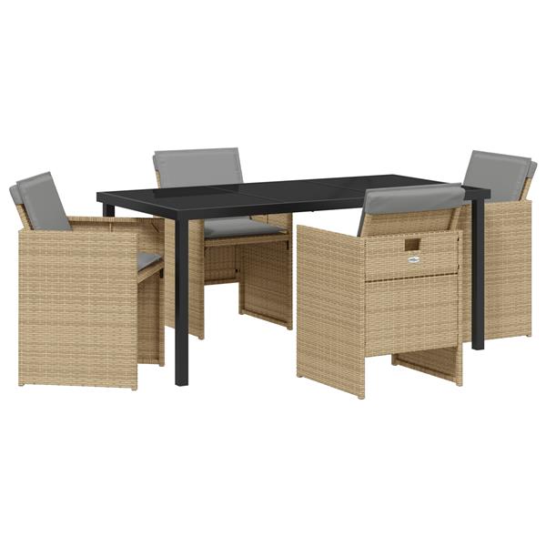 Grote foto vidaxl 5 delige tuinset met kussens poly rattan beige tuin en terras tuinmeubelen