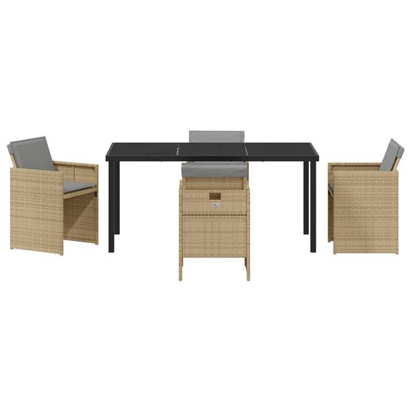 Grote foto vidaxl 5 delige tuinset met kussens poly rattan beige tuin en terras tuinmeubelen