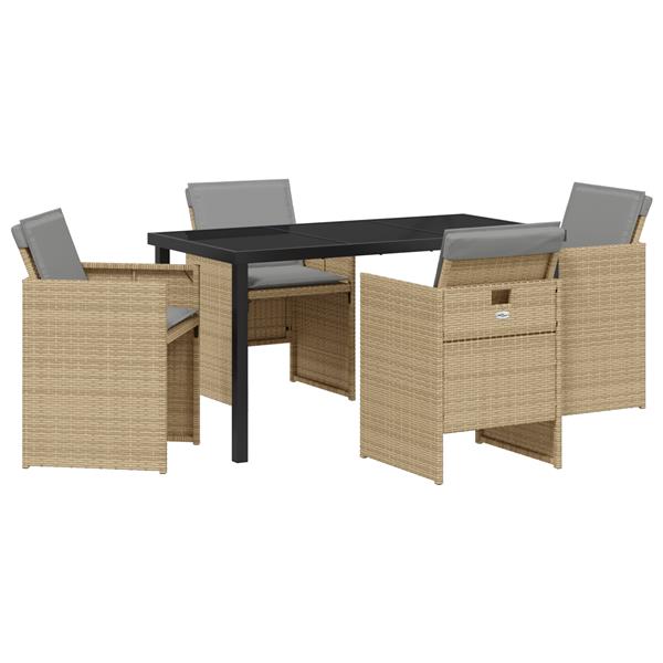 Grote foto vidaxl 5 delige tuinset met kussens poly rattan beige tuin en terras tuinmeubelen