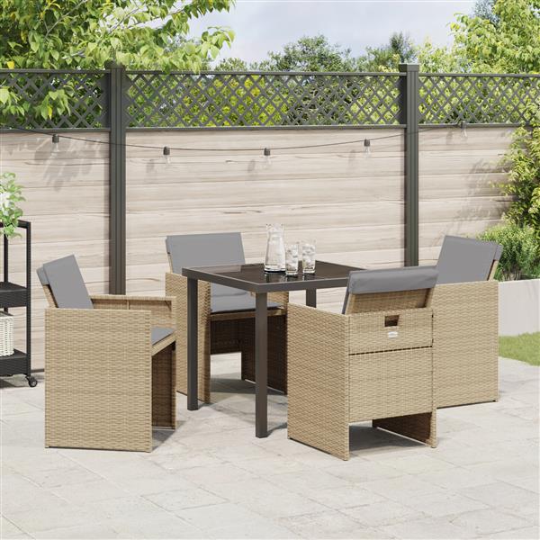Grote foto vidaxl 5 delige tuinset met kussens poly rattan beige tuin en terras tuinmeubelen
