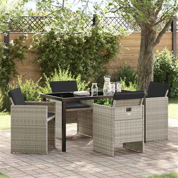 Grote foto vidaxl 5 delige tuinset met kussens poly rattan lichtgrijs tuin en terras tuinmeubelen