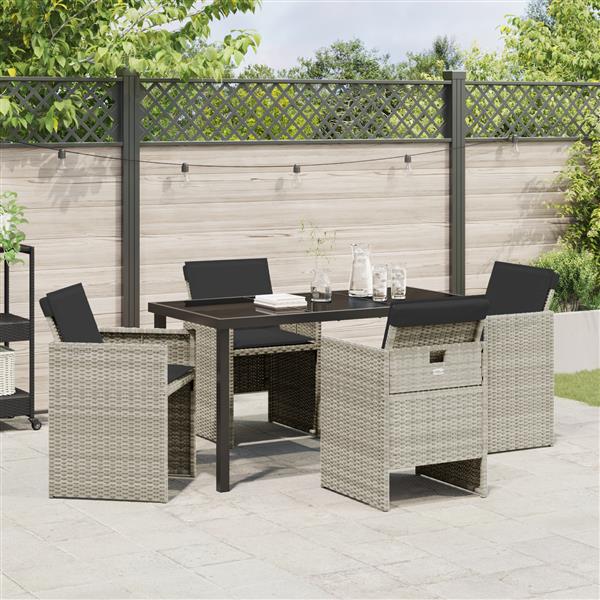 Grote foto vidaxl 5 delige tuinset met kussens poly rattan lichtgrijs tuin en terras tuinmeubelen