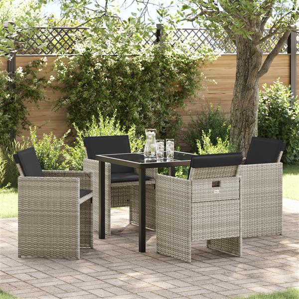Grote foto vidaxl 5 delige tuinset met kussens poly rattan lichtgrijs tuin en terras tuinmeubelen