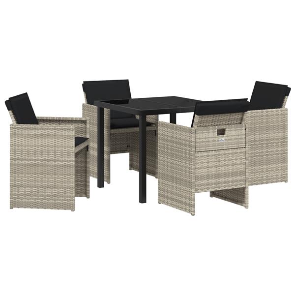 Grote foto vidaxl 5 delige tuinset met kussens poly rattan lichtgrijs tuin en terras tuinmeubelen