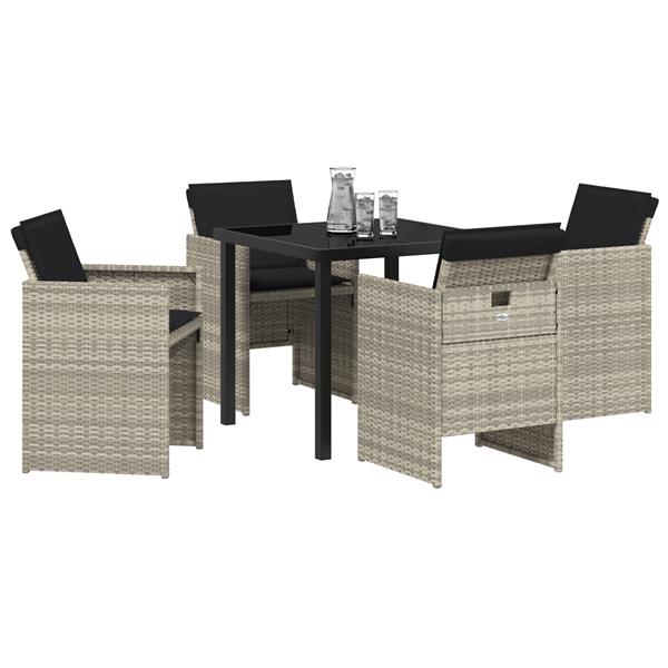 Grote foto vidaxl 5 delige tuinset met kussens poly rattan lichtgrijs tuin en terras tuinmeubelen