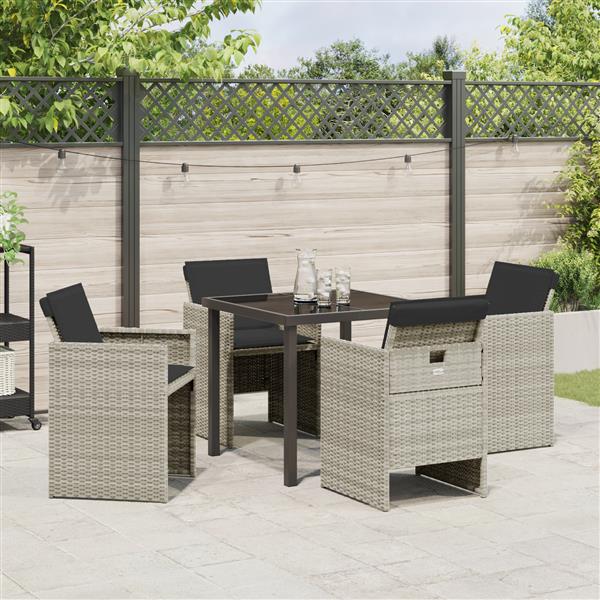 Grote foto vidaxl 5 delige tuinset met kussens poly rattan lichtgrijs tuin en terras tuinmeubelen