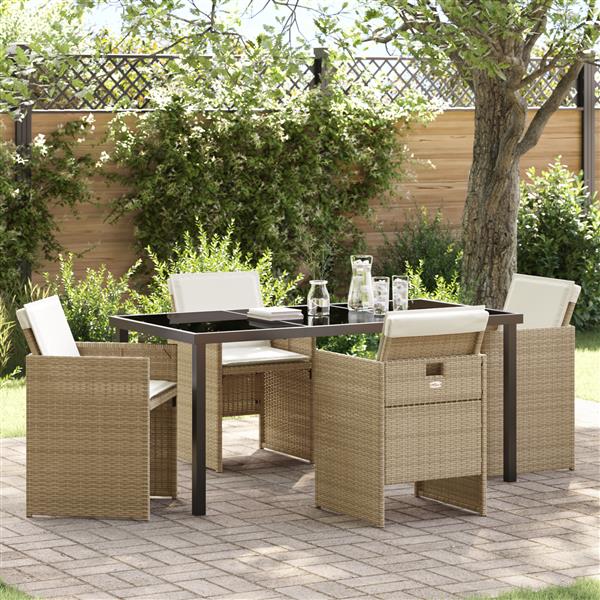 Grote foto vidaxl 5 delige tuinset met kussens poly rattan beige tuin en terras tuinmeubelen