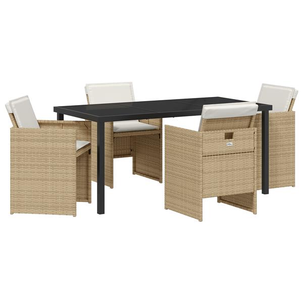 Grote foto vidaxl 5 delige tuinset met kussens poly rattan beige tuin en terras tuinmeubelen
