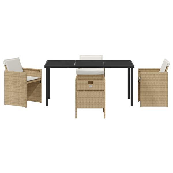 Grote foto vidaxl 5 delige tuinset met kussens poly rattan beige tuin en terras tuinmeubelen