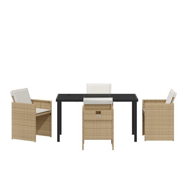 Grote foto vidaxl 5 delige tuinset met kussens poly rattan beige tuin en terras tuinmeubelen