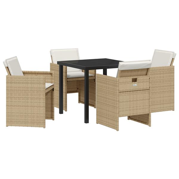 Grote foto vidaxl 5 delige tuinset met kussens poly rattan beige tuin en terras tuinmeubelen