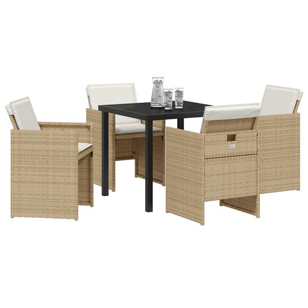 Grote foto vidaxl 5 delige tuinset met kussens poly rattan beige tuin en terras tuinmeubelen
