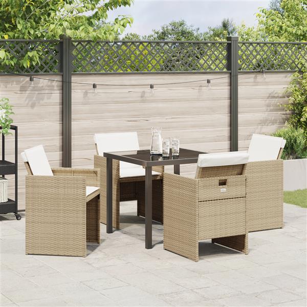 Grote foto vidaxl 5 delige tuinset met kussens poly rattan beige tuin en terras tuinmeubelen